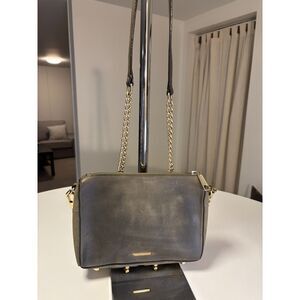 Rebecca Minkoff Olive Distressed Nubuck Camera Bag — Gold Chain Strap, Studs